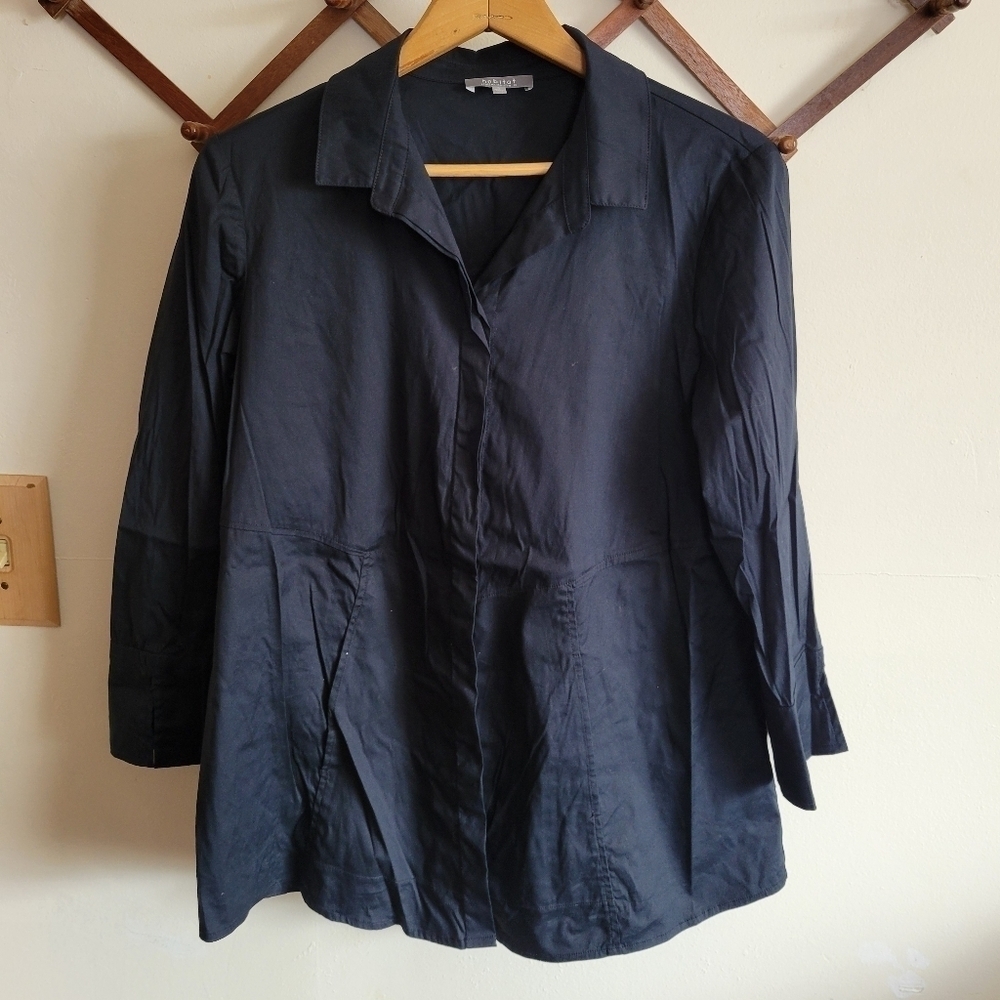 Habitat Long Sleeve Button Down Stretch Pockets Black Small S
